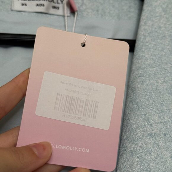 Hello Molly Cropped Vest Top - Light Blue - Picture 5 of 7